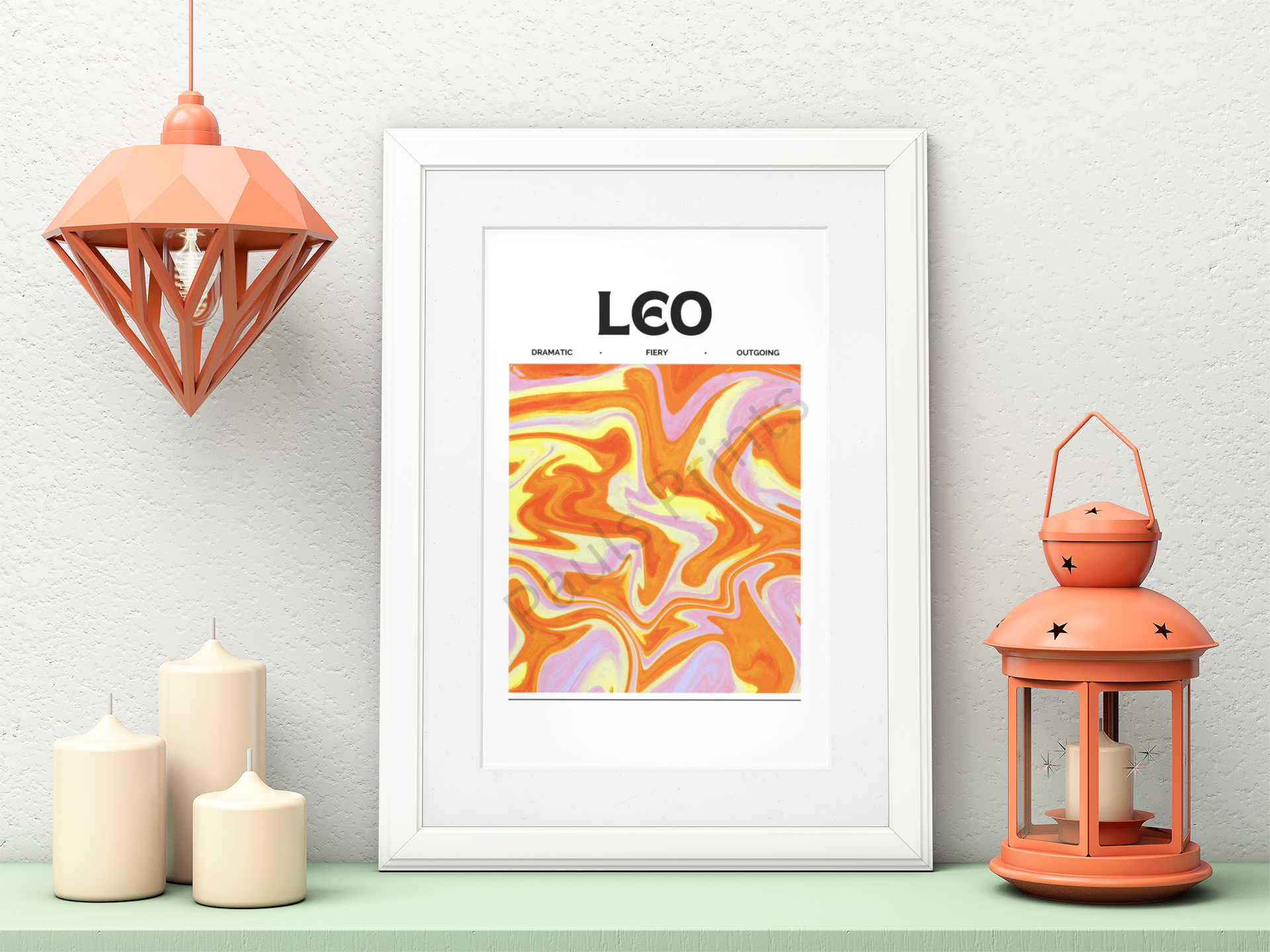 Leo Zodiac Wall Art Print – Bold Abstract Horoscope Poster – Astrology Home Décor